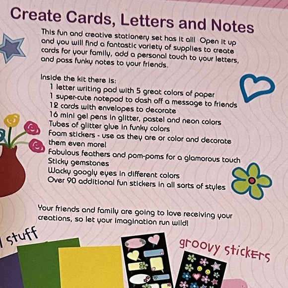 VTG Y2K NEW KITS FOR KIDS GEL PEN CRAFT CREATIVE STATIONERY STICKERS KIT ART DIY - Picture 7 of 7